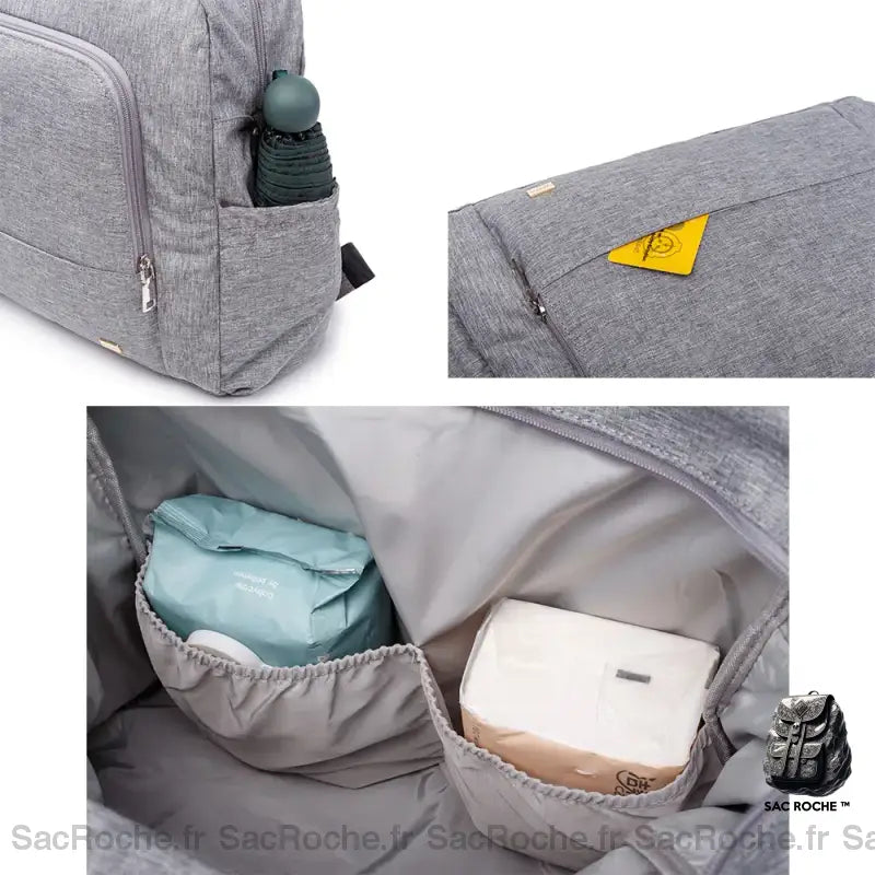 Sac À Langer Gris Pour Bébé Dos