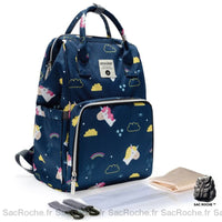 Sac à Langer Licorne - Poche Biberon - modèle Bleu marine - Sac Roche ™