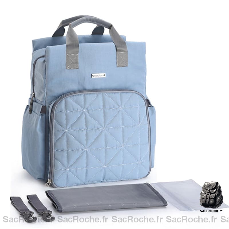 Sac À Langer Matelassé Pratique - Bretelles Amovibles Bleu Clair Langer