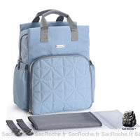 Sac à Langer Matelassé Pratique - Bretelles Amovibles - modèle Bleu clair - Sac Roche ™