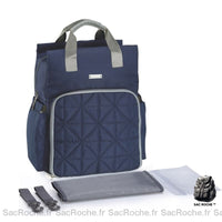 Sac à Langer Matelassé Pratique - Bretelles Amovibles - modèle Bleu marine - Sac Roche ™
