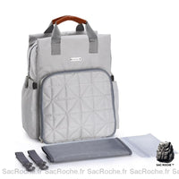 Sac à Langer Matelassé Pratique - Bretelles Amovibles - modèle Gris - Sac Roche ™