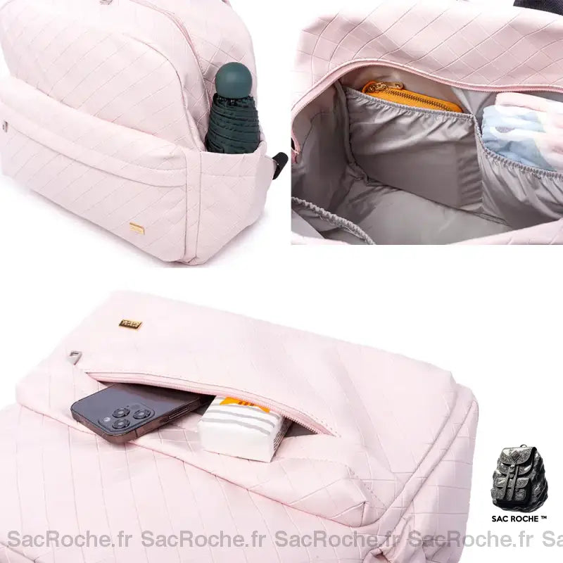 Sac À Langer Rose Carreaux Maman Dos Bébé