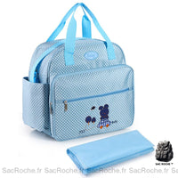Sac à Langer Tendance - Imprimé Pois - modèle Bleu - Sac Roche ™
