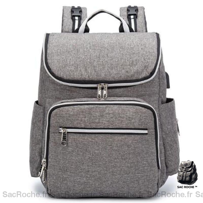 Sac à langer multifonction avec port USB - Gris - Sac à dos Sac à main