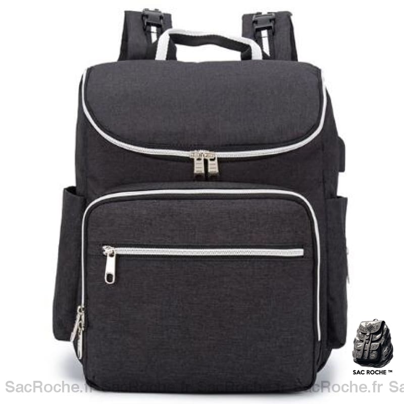 Sac à langer multifonction avec port USB - Noir - Sac à dos bagages