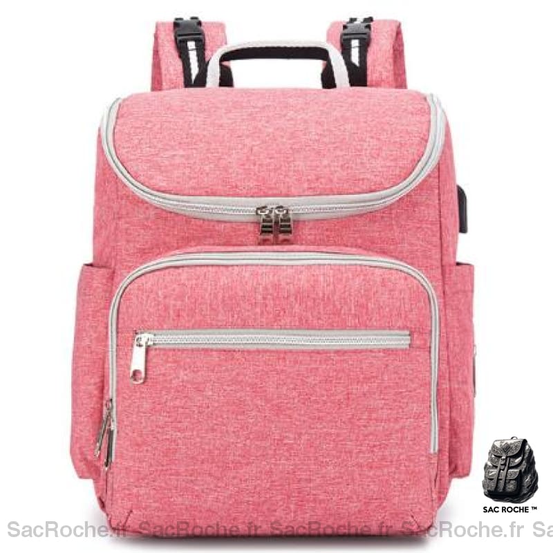 Sac à langer multifonction avec port USB - Rose - Sac à dos bagages