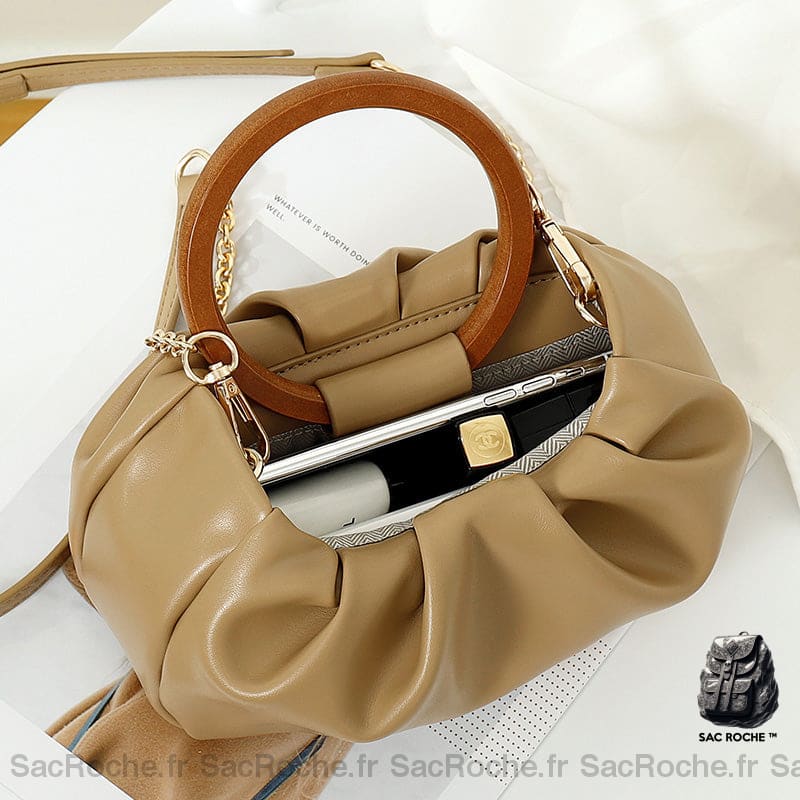 Sac À Main Anse Ronde Bois Chaîne Or Sac Main Femme
