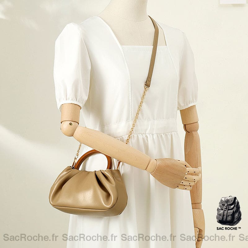 Sac À Main Anse Ronde Bois Chaîne Or Sac Main Femme
