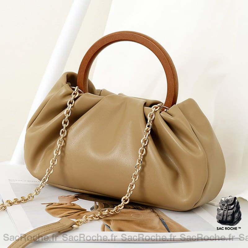 Sac À Main Anse Ronde Bois Chaîne Or Sac Main Femme