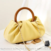 Sac à Main Anse Ronde Bois Chaîne Or - modèle Jaune - Sac Roche ™