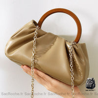 Sac à Main Anse Ronde Bois Chaîne Or - Sac Roche ™