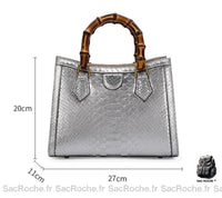 Sac à main bois anse femme - modèle Argenté - Sac Roche ™