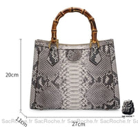 Sac à main bois anse femme - modèle Gris - Sac Roche ™