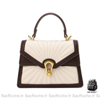 Sac À Main Cuir Femme Abordable Blanc Et Café