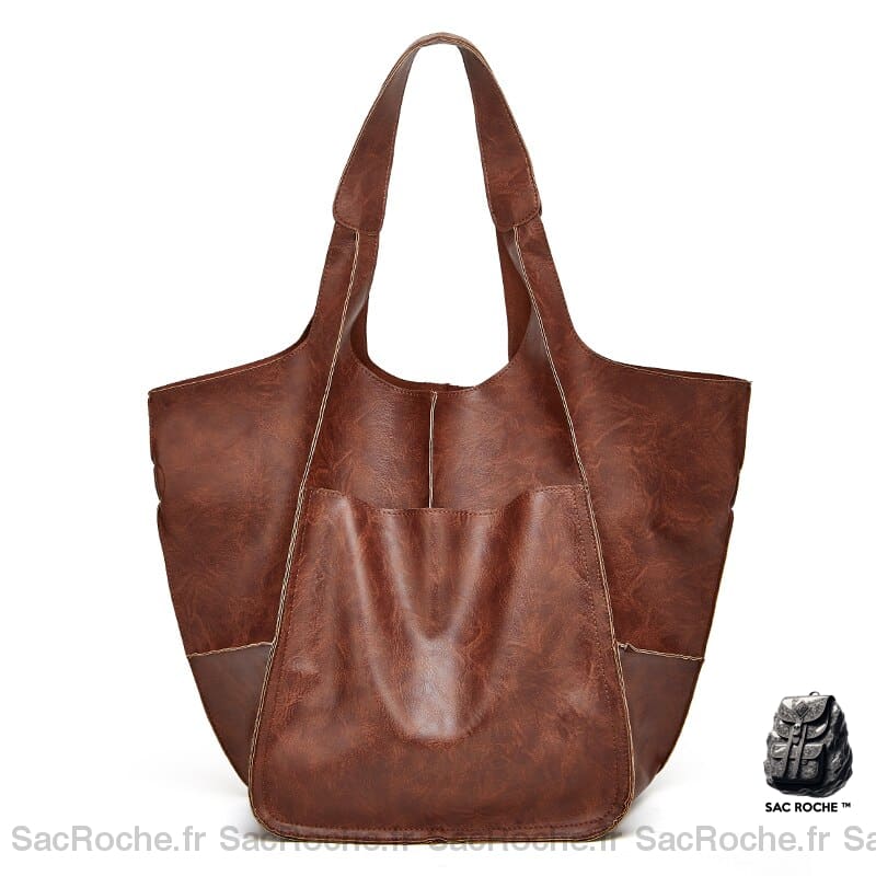 Sac À Main Cuir Femme Grand Marron / 60Cm X 38Cm 25Cm Main Femme