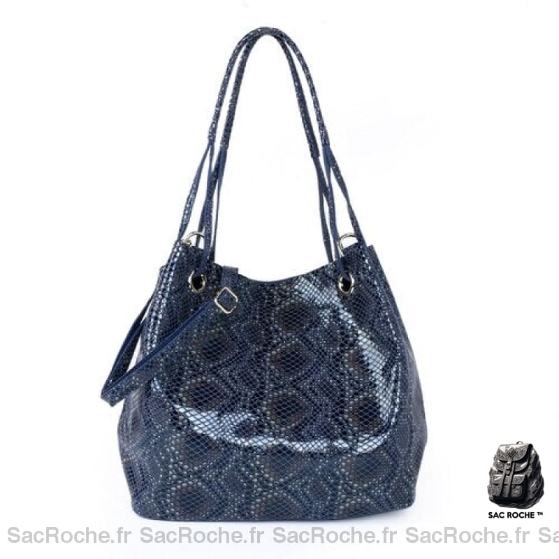 Sac À Main Cuir Femme Tendance Bleu Foncé / 52 X 17 34Cm Main Femme