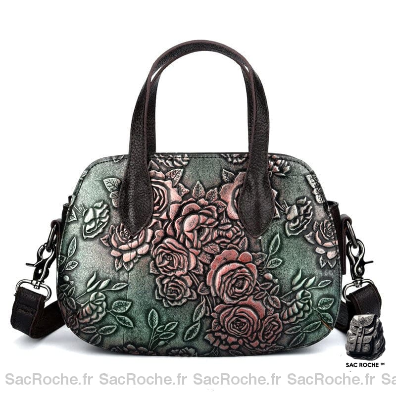 Sac À Main Cuir Gaufré Compact Vert Main Femme