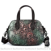 Sac à main cuir gaufré compact - modèle Vert - Sac Roche ™
