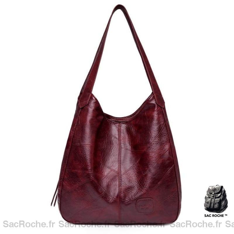 Sac À Main Cuir Noir Élégant Rouge Pour Les Cours