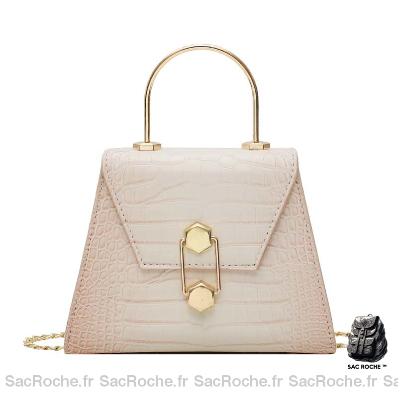 Sac À Main Cuir Rigide Élégant Beige / 20 X 15 8 Cm Main Femme