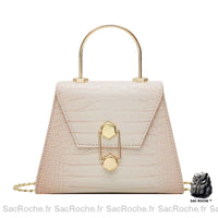 Sac à main cuir rigide élégant - modèle Beige / 20 x 15 x 8 cm - Sac Roche ™