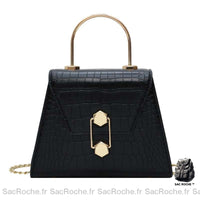 Sac à main cuir rigide élégant - modèle Noir / 20 x 15 x 8 cm - Sac Roche ™