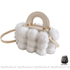 Sac À Main Femme Avec Pompon Blanc / 25X8X14Cm