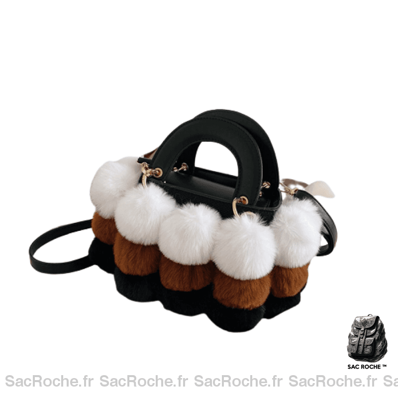 Sac À Main Femme Avec Pompon Noir / 25X8X14Cm