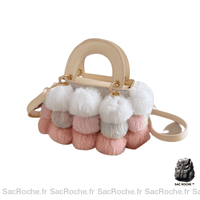 Sac à Main Femme avec Pompon - modèle Rose / 25x8x14cm - Sac Roche ™