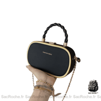Sac à main femme chaîne simili cuir - modèle Noir / 20x6x12cm - Sac Roche ™