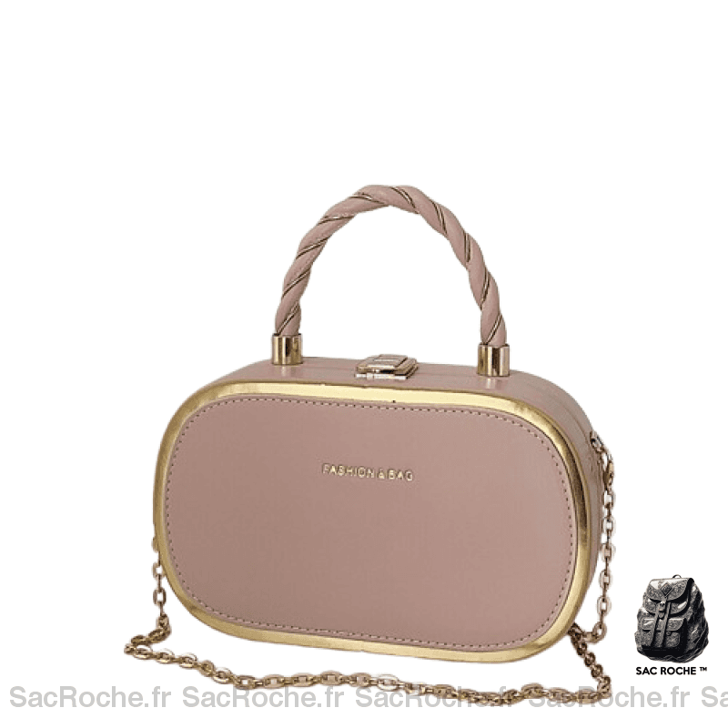 Sac À Main Femme Chaîne Simili Cuir Rose / 20X6X12Cm Main Femme