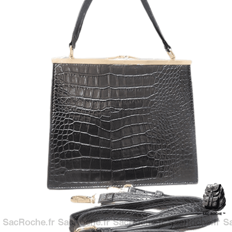 Sac À Main Femme Croco Épaule Noir / 20X18X5Cm Main Femme