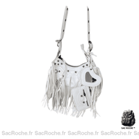Sac à main femme cuir franges trendy - modèle Blanc / 27x14x9cm - Sac Roche ™