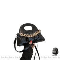 Sac à main femme double porté - modèle Noir / 25x10x6cm - Sac Roche ™