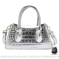 Sac à main femme effet croco - modèle Argenté / 22x10x7cm - Sac Roche ™