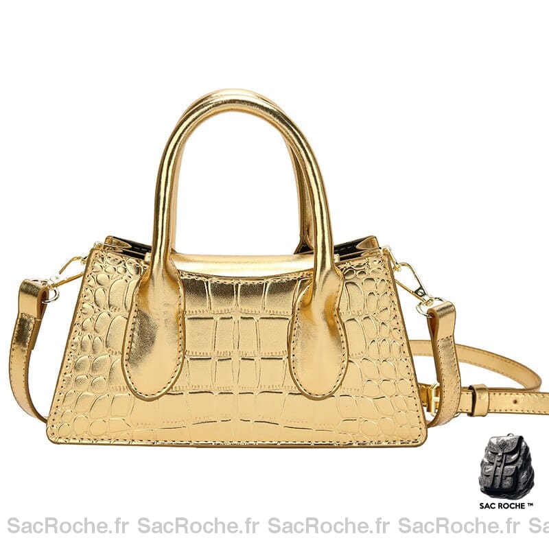 Sac À Main Femme Effet Croco Doré / 22X10X7Cm Main Femme