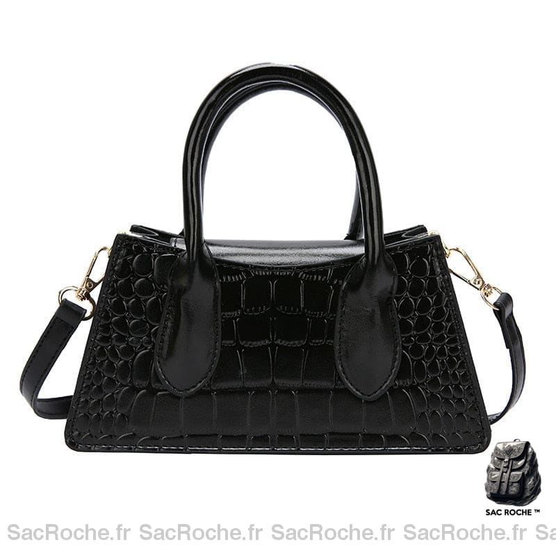 Sac À Main Femme Effet Croco Noir / 22X10X7Cm Main Femme