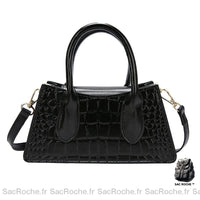 Sac à main femme effet croco - modèle Noir / 22x10x7cm - Sac Roche ™