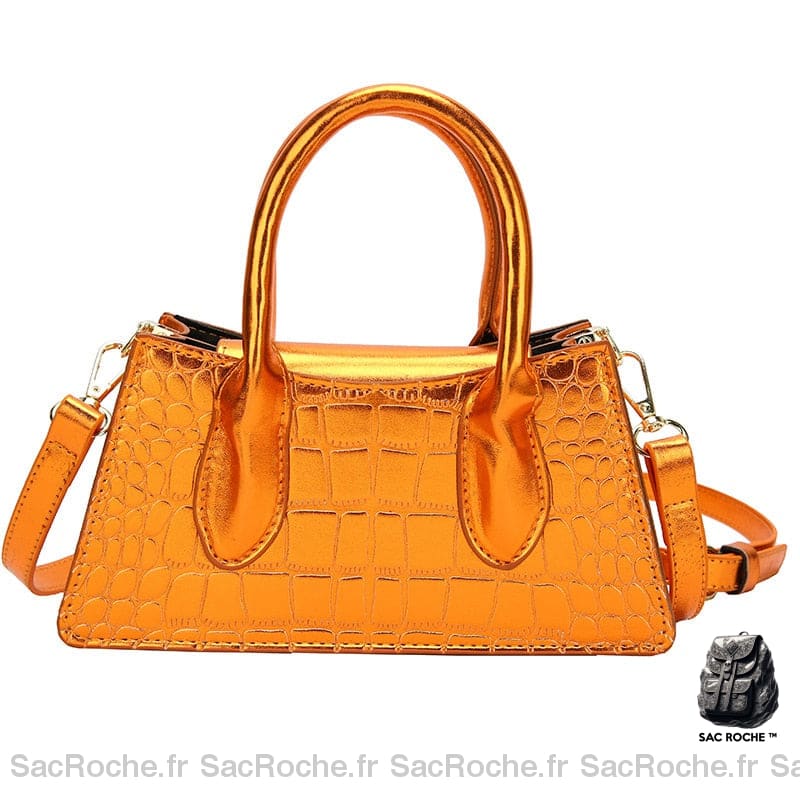 Sac À Main Femme Effet Croco Orange / 22X10X7Cm Main Femme