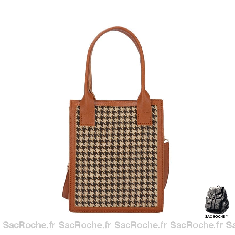 Sac À Main Femme Élégant Marron Carreaux / 19X23X7Cm Main Femme