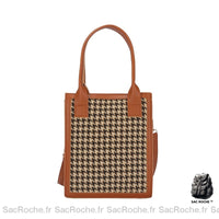 Sac à main femme élégant - modèle Marron carreaux / 19x23x7cm - Sac Roche ™
