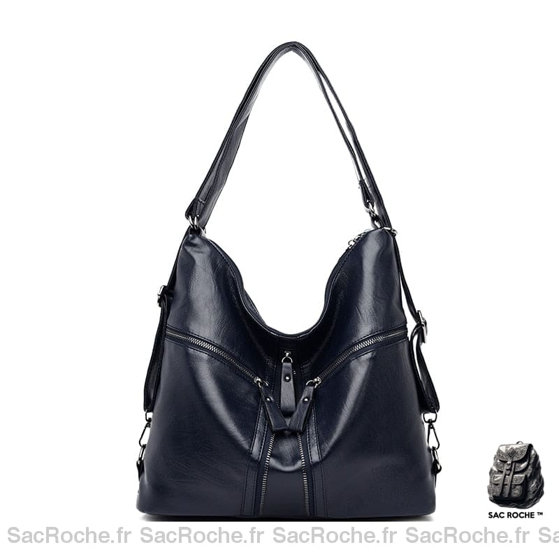 Sac À Main Femme Fermeture Éclair Bleu / 39X28X11Cm