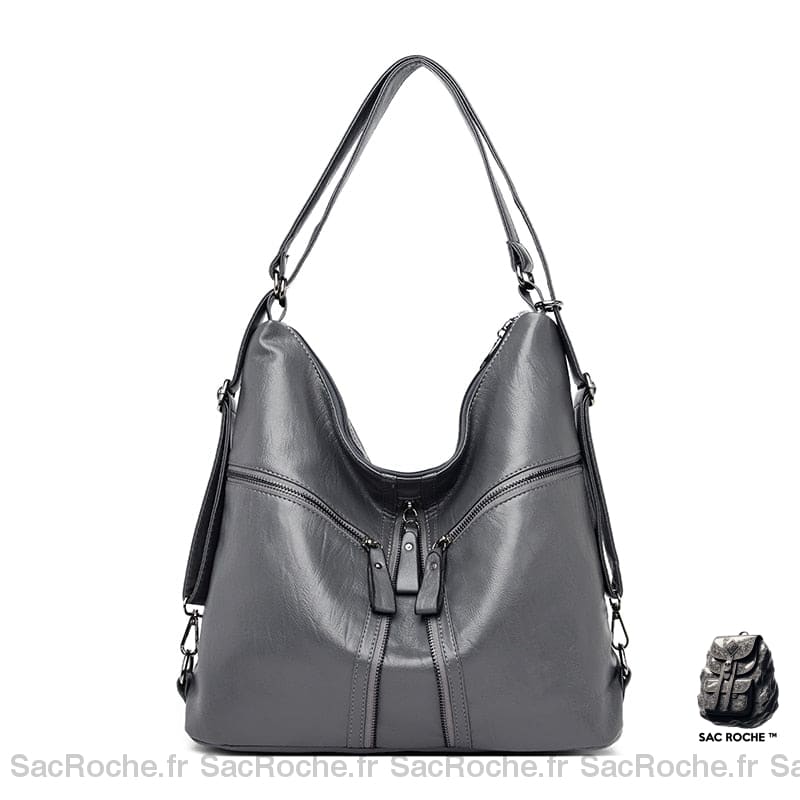 Sac À Main Femme Fermeture Éclair Gris / 39X28X11Cm