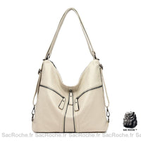 Sac À Main Femme Fermeture Éclair Ivoire / 39X28X11Cm