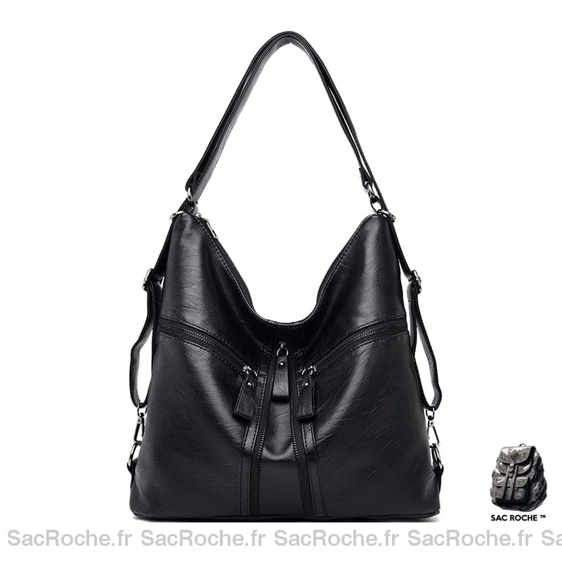 Sac À Main Femme Fermeture Éclair Noir / 39X28X11Cm