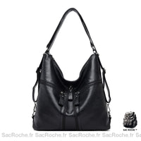Sac à Main Femme Fermeture Éclair - modèle Noir / 39x28x11cm - Sac Roche ™