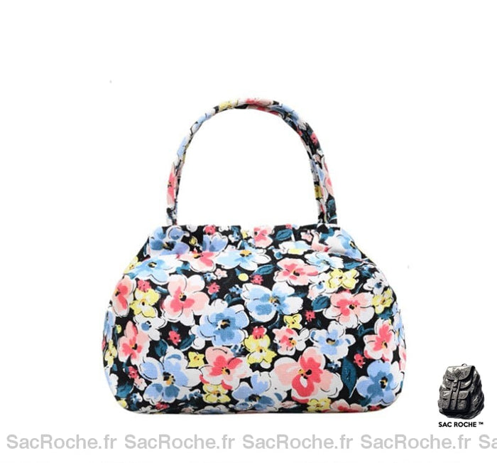 Sac À Main Femme Fleur Pas Cher Bleu Marine / 22Cmx12Cmx13Cm Main Femme