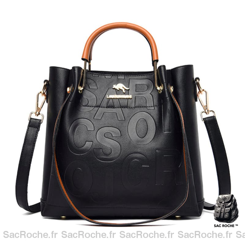 Sac À Main Femme Grand Volume Noir Simili Cuir Camel Sac Main Femme