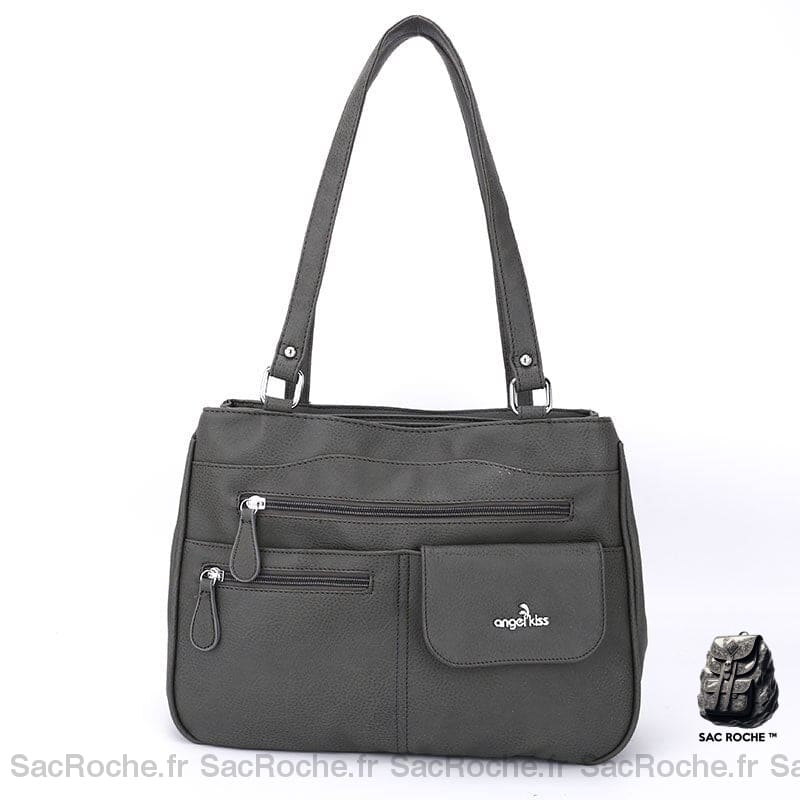 Sac À Main Femme Multi-Poches Gris Main Femme